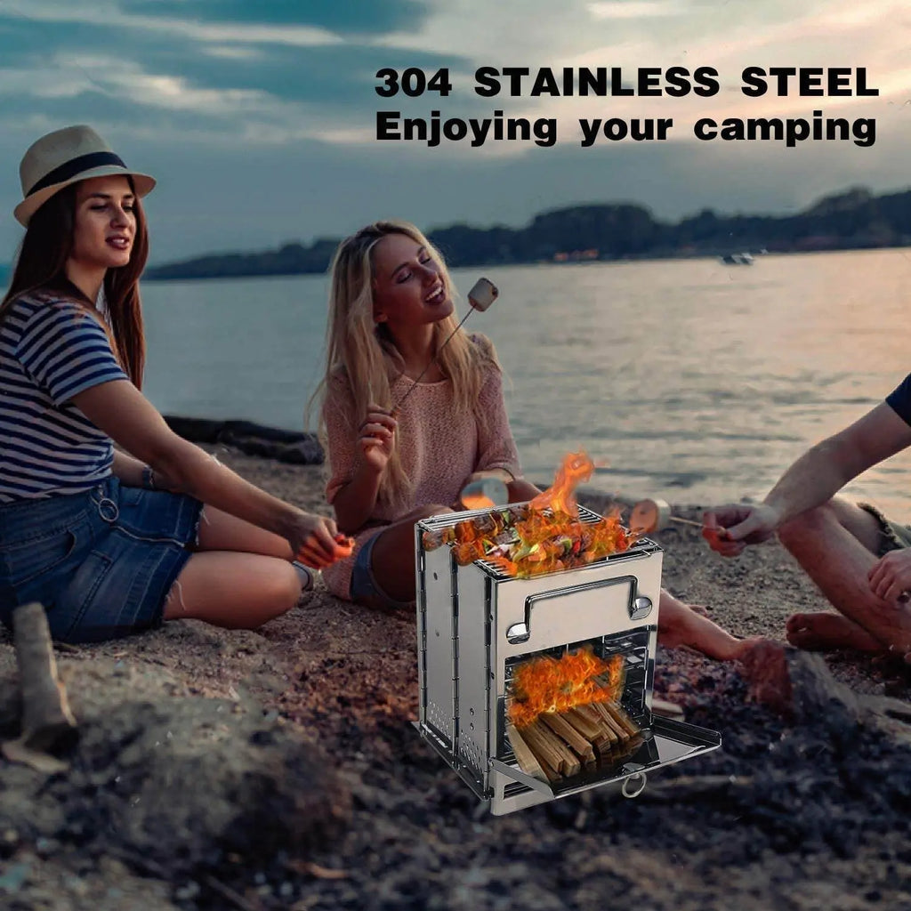 Folding Rocket Stove for Hiking Camping Picnic BBQ, Portable Wood BurnLittleGoodies4U