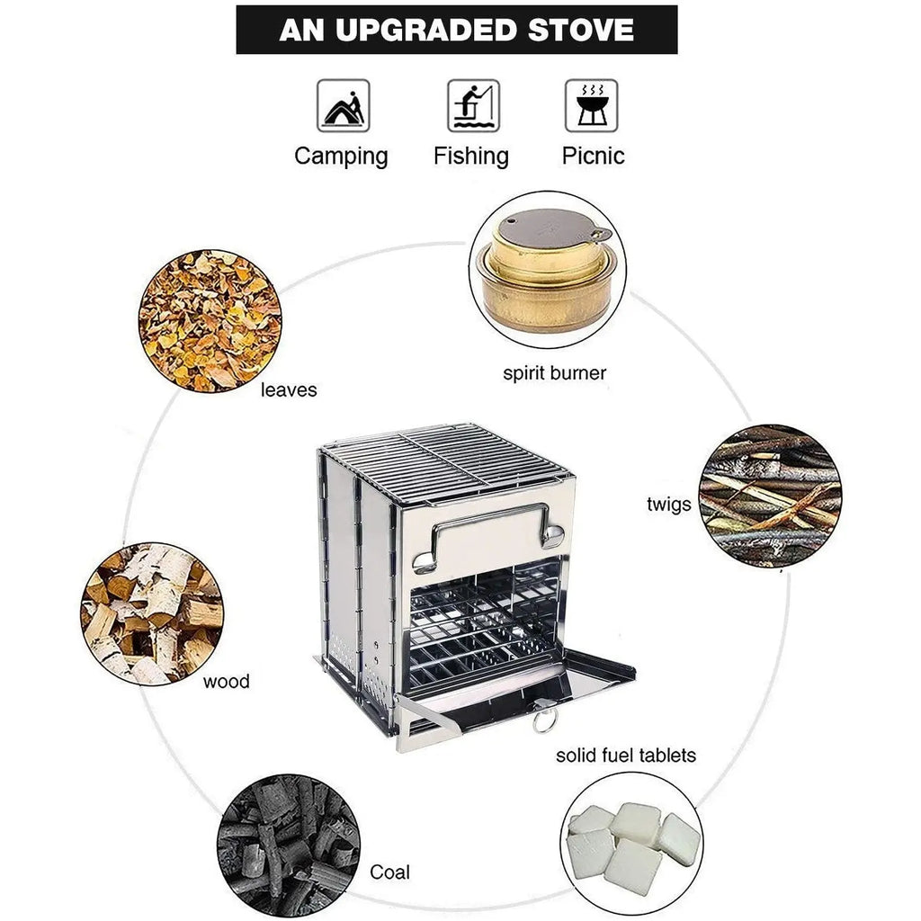 Folding Rocket Stove for Hiking Camping Picnic BBQ, Portable Wood BurnLittleGoodies4U