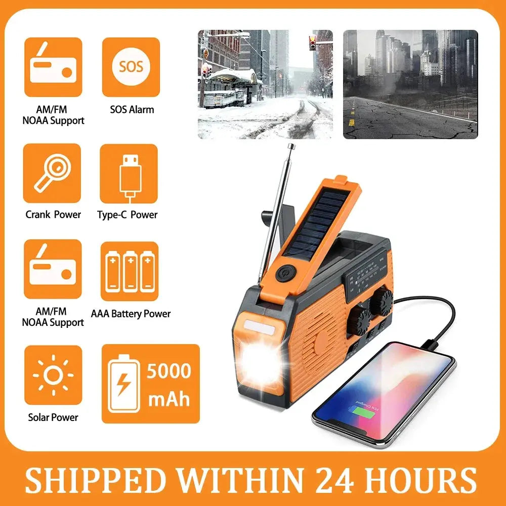 Solar Hand Crank Radio Portable Multifunctional Radio with LED Flashlight And Power Bank