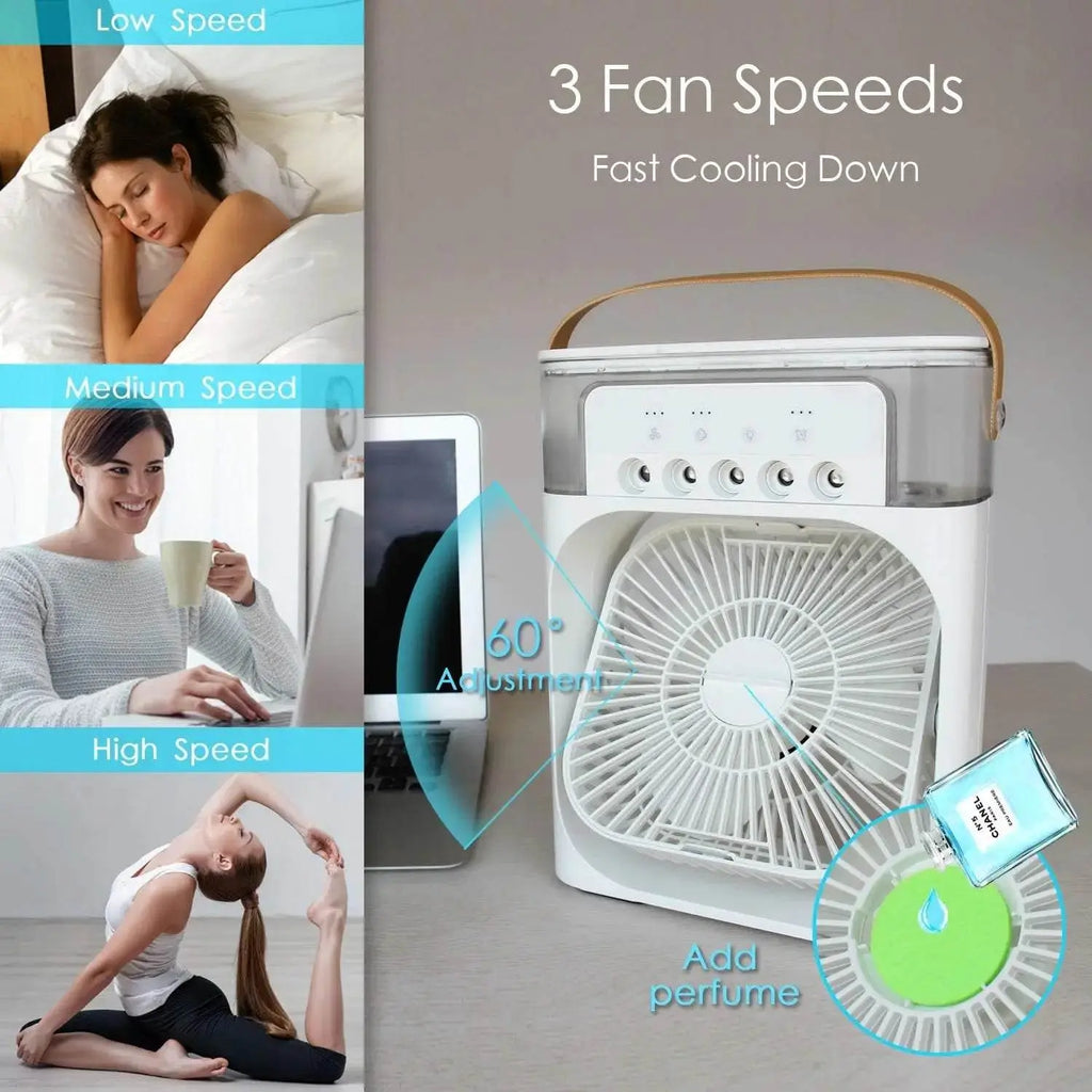 Hydrocooling Portable Air Adjustment Fan, Compact Office Cooler with 3LittleGoodies4U