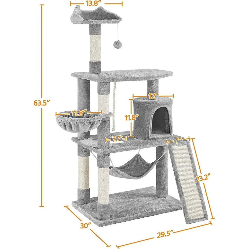 Multi-Level Cat Tree Tower Condo - 63.5 Inches Tall with Scratching PoLittleGoodies4U