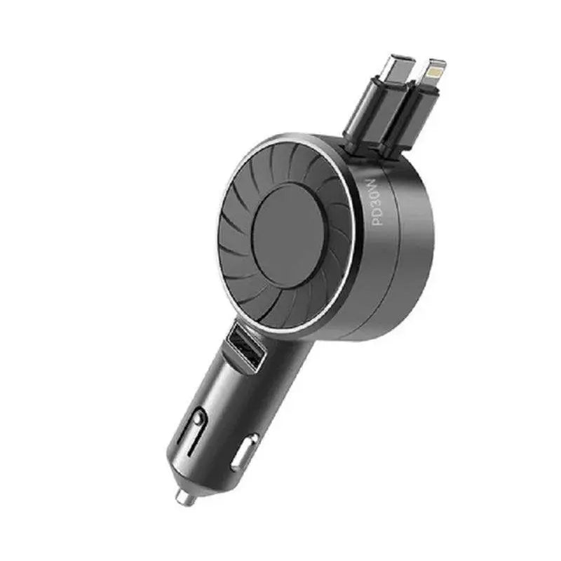 2024 New 4-in-1 Fast Car Charger with Retractable Cables (2.6Ft) and 2LittleGoodies4U
