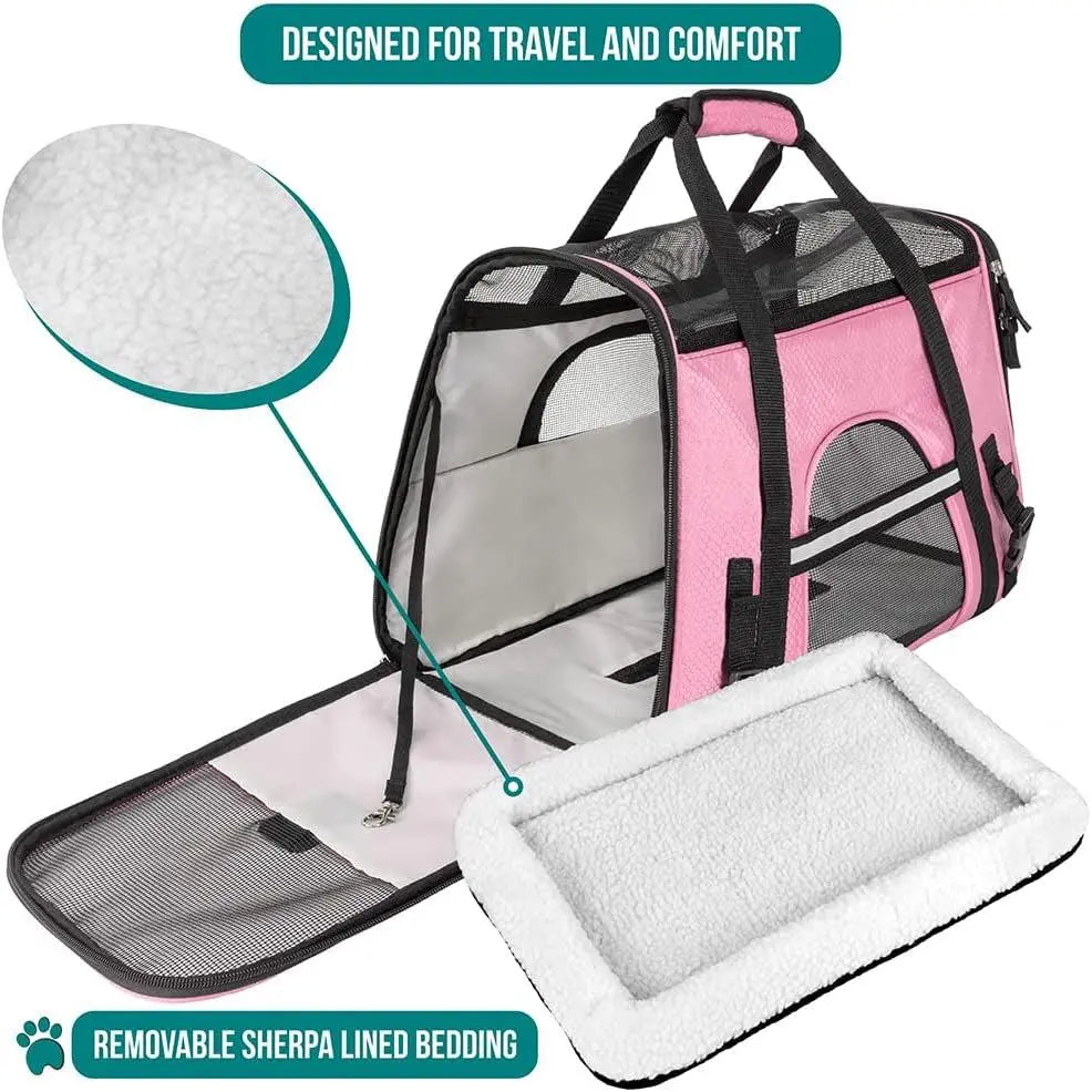 Airline-Approved Soft-Sided Pet Carrier for Cats and Dogs - Large PinkLittleGoodies4U