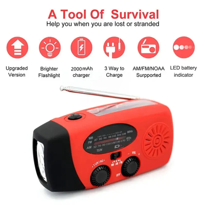 Solar Hand Crank Radio Portable Multifunctional Radio with LED Flashlight And Power Bank