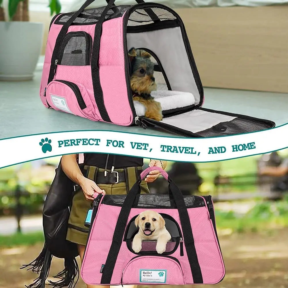 Airline-Approved Soft-Sided Pet Carrier for Cats and Dogs - Large PinkLittleGoodies4U