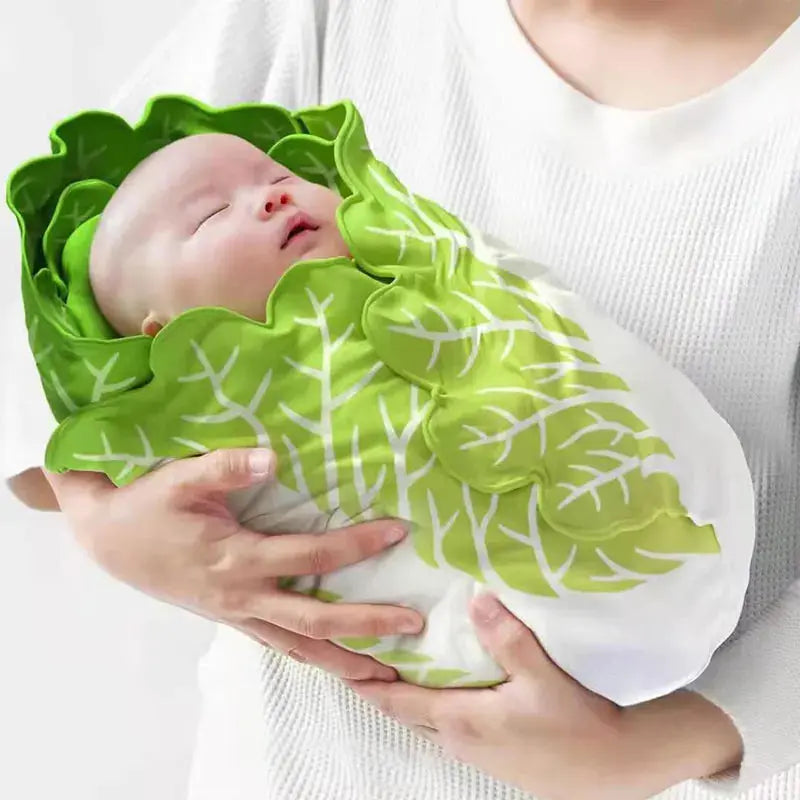 Baby Flannel Blanket Burrito Baby Wrap Blanket with Hat Pancake Chinese Cabbage Blanket Baby Warm Quilt