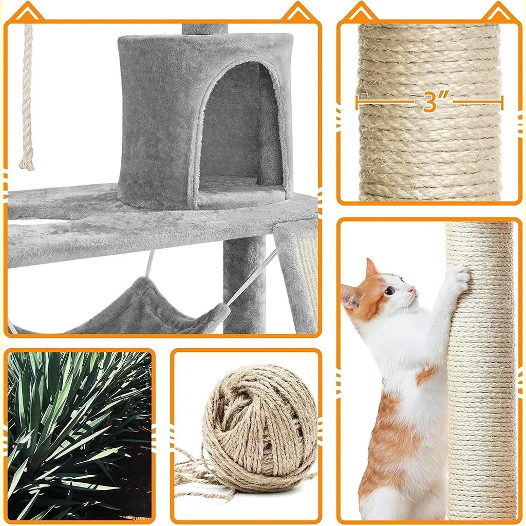 Multi-Level Cat Tree Tower Condo - 63.5 Inches Tall with Scratching PoLittleGoodies4U