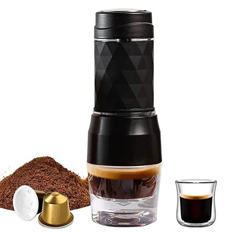 3 In1 Hot/Cold Water Manual Espresso Maker For Capsule & Ground Hand Press Brewer