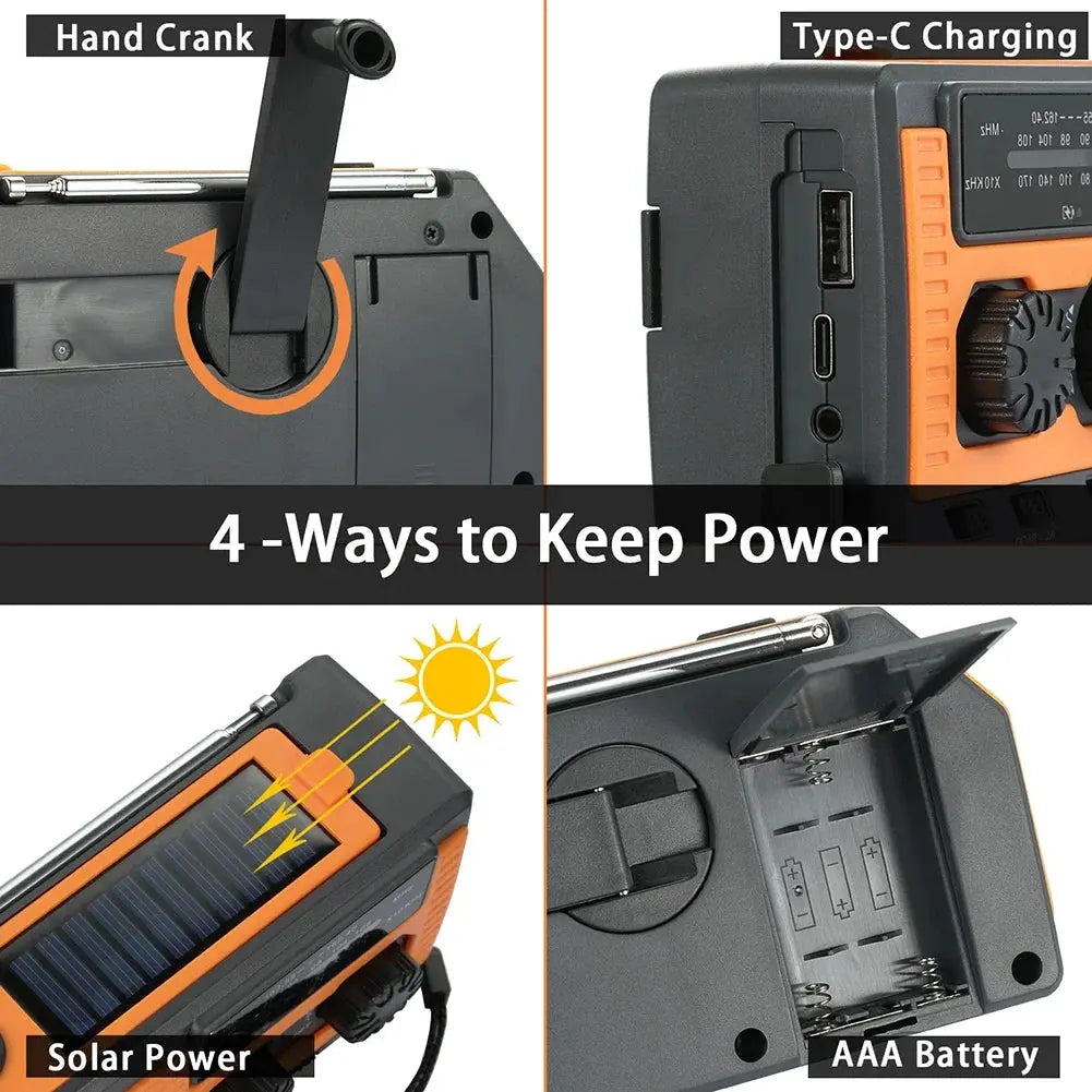 Solar Hand Crank Radio Portable Multifunctional Radio with LED Flashlight And Power Bank