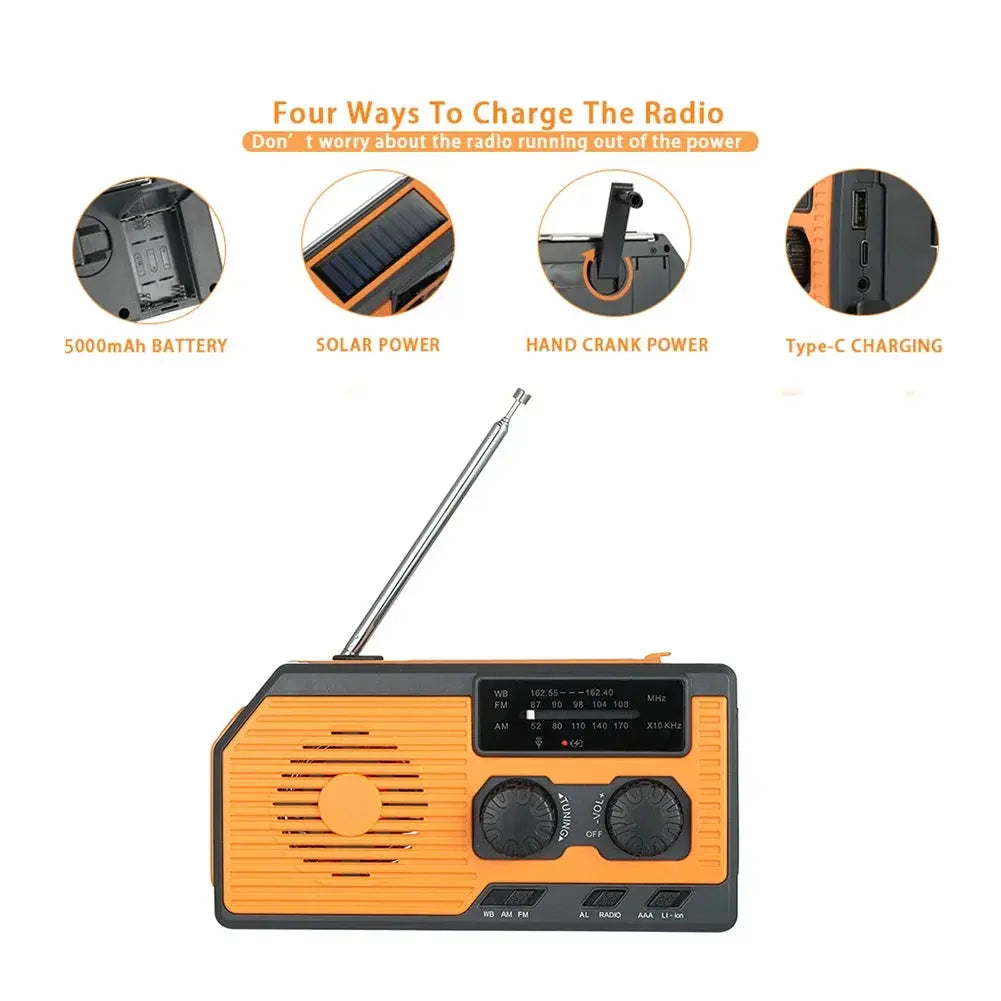 Solar Hand Crank Radio Portable Multifunctional Radio with LED Flashlight And Power Bank